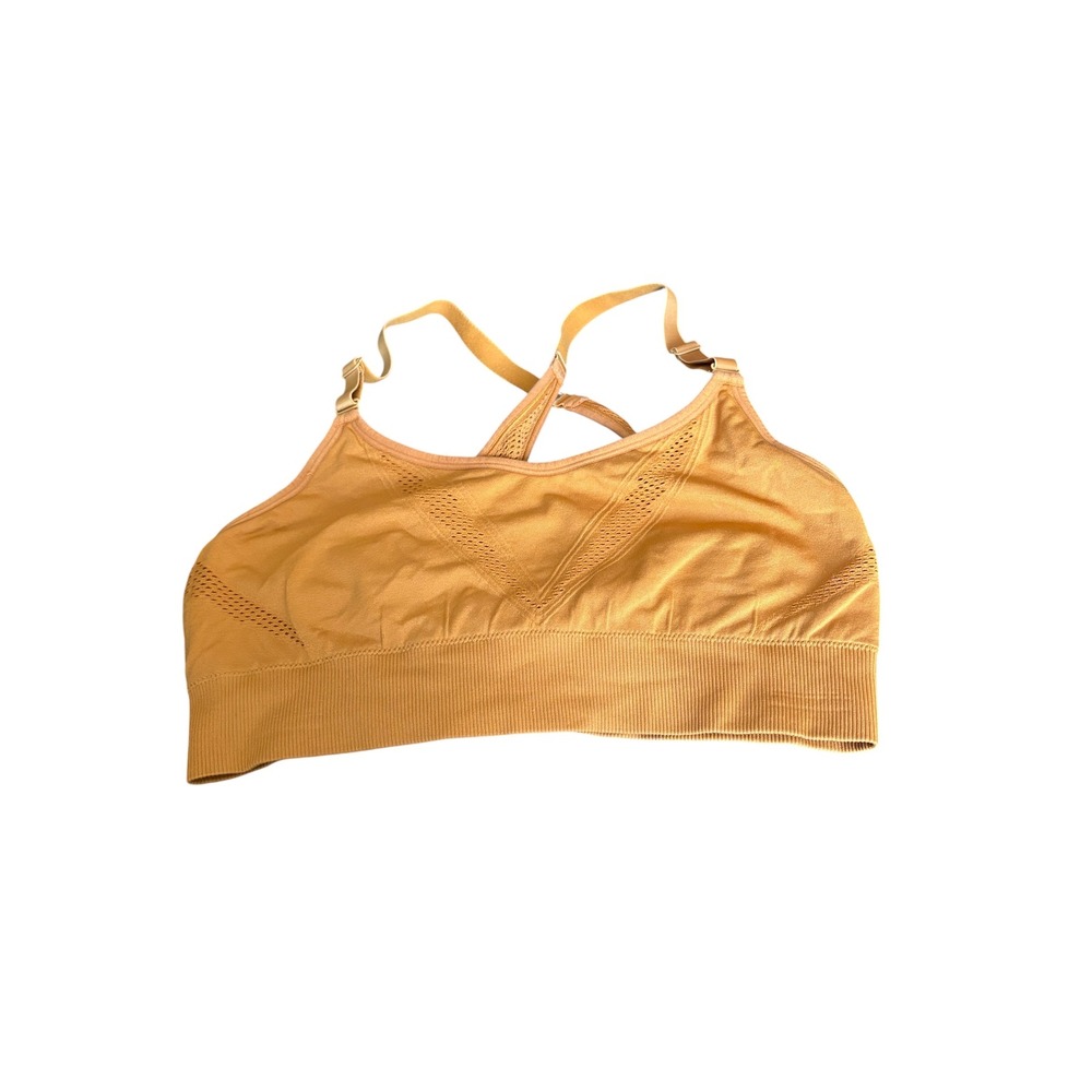 All In Motion Sports Bra Womens Large Burnt Orange Seamless Racerback Pocket